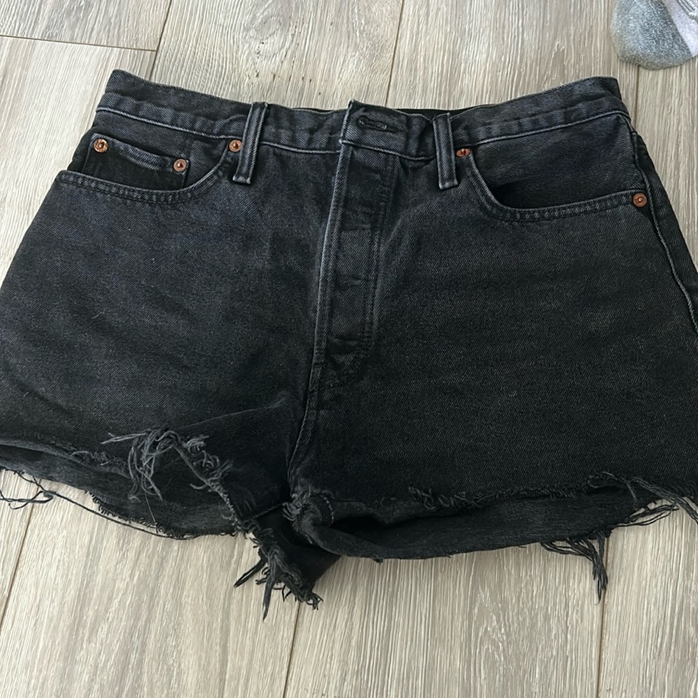 re/ done black jean shorts